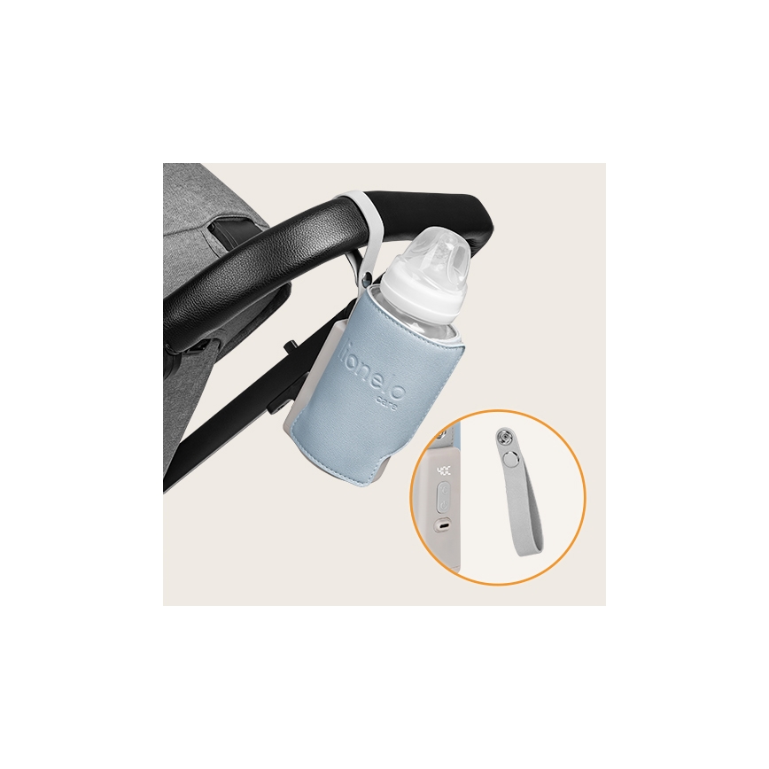Lionelo - Aquecedor de biberões recarregável~ THERMUP GO PLUS 10W/5V azul/cinzento