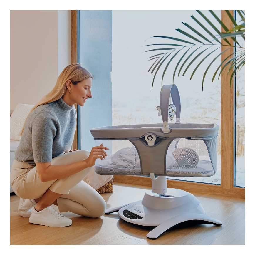 Lionelo - Baloiço infantil musical 2 em 1 BELLA 4xAA Cinzento Betão + comando remoto