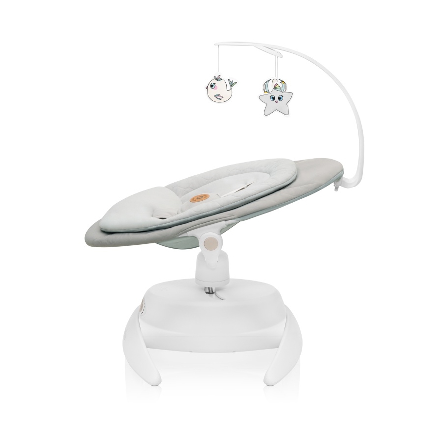 Lionelo - Balanço para bebé com melodia MELL Bege Areia 4x pilhas AA + controlo remoto
