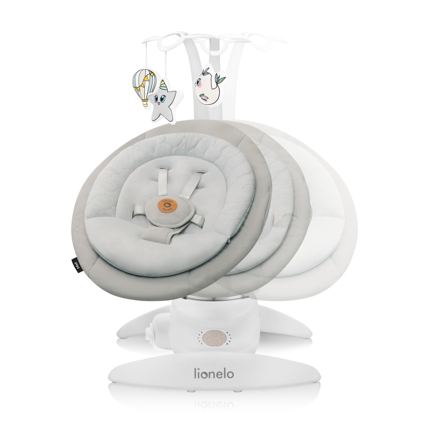 Lionelo - Balanço para bebé com melodia MELL Bege Areia 4x pilhas AA + controlo remoto
