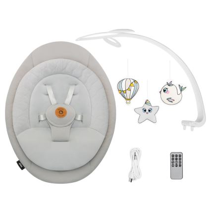 Lionelo - Balanço para bebé com melodia MELL Bege Areia 4x pilhas AA + controlo remoto