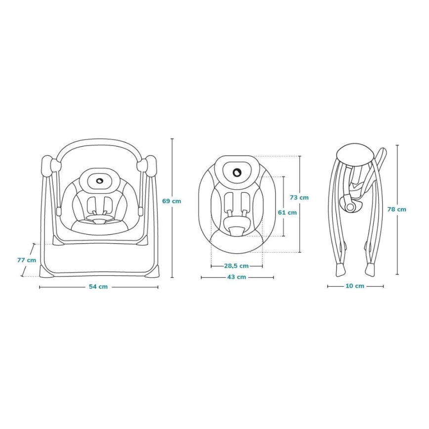 Lionelo - Balanço para bebé OTTO 4xLR14 Cozy Grey