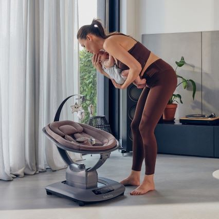 Lionelo - Baloiço infantil com melodia BLOSSOM Rosa Malva + controlo remoto