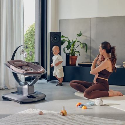 Lionelo - Baloiço infantil com melodia BLOSSOM Rosa Malva + controlo remoto