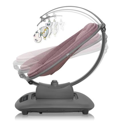 Lionelo - Baloiço infantil com melodia BLOSSOM Rosa Malva + controlo remoto