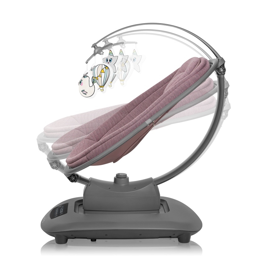 Lionelo - Baloiço infantil com melodia BLOSSOM Rosa Malva + controlo remoto