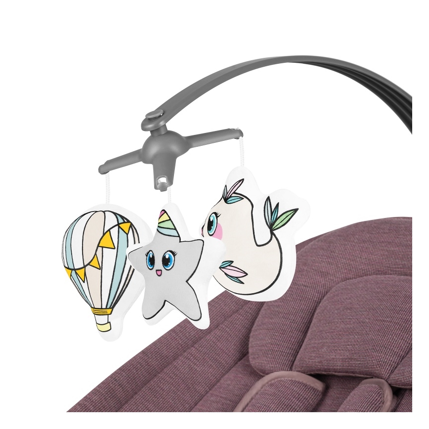 Lionelo - Baloiço infantil com melodia BLOSSOM Rosa Malva + controlo remoto