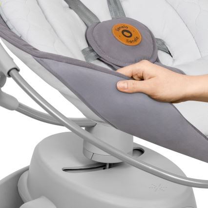 Lionelo - Baloiço infantil com melodia MELL Grey Stone 4x pilhas AA + controlo remoto