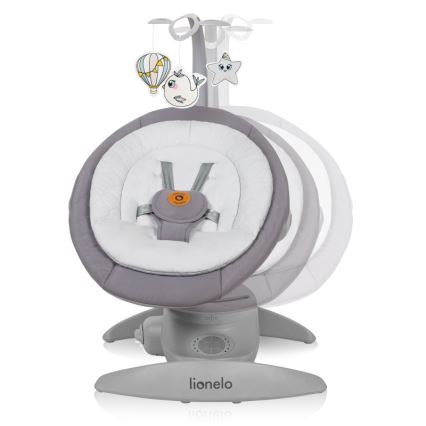 Lionelo - Baloiço infantil com melodia MELL Pedra Cinzenta 4xAA + controlo remoto