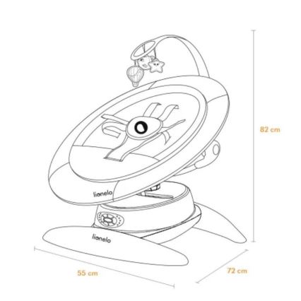 Lionelo - Baloiço infantil com melodia MELL Pedra Cinzenta 4xAA + controlo remoto