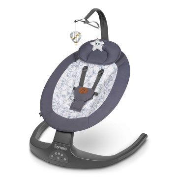 Lionelo - Baloiço infantil com melodia RALF 4xAA Cinzento e Branco + controlo remoto