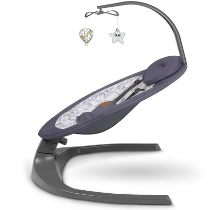 Lionelo - Baloiço infantil com melodia RALF 4xAA Cinzento e Branco + controlo remoto