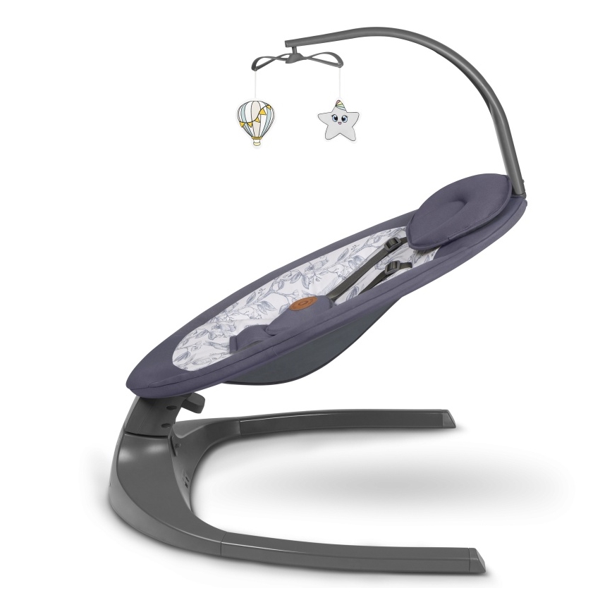 Lionelo - Baloiço infantil com melodia RALF 4xAA Cinzento e Branco + controlo remoto