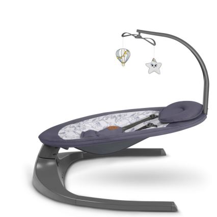 Lionelo - Baloiço infantil com melodia RALF 4xAA Cinzento e Branco + controlo remoto