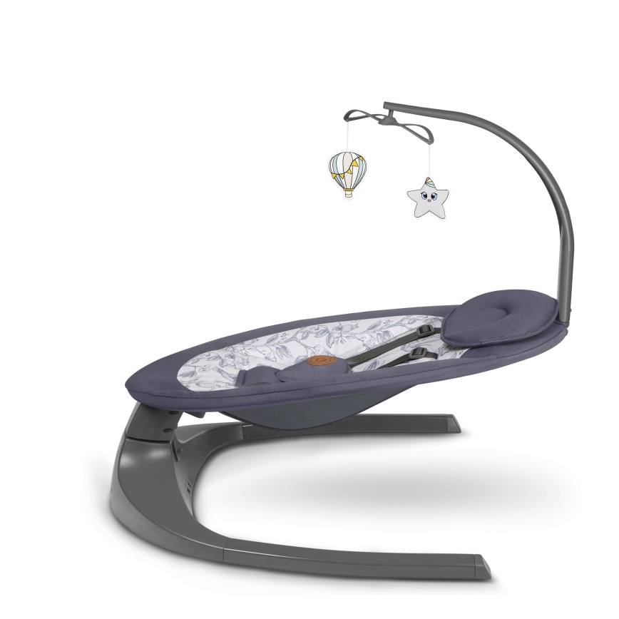 Lionelo - Baloiço infantil com melodia RALF 4xAA Cinzento e Branco + controlo remoto