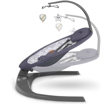 Lionelo - Baloiço infantil com melodia RALF 4xAA Cinzento e Branco + controlo remoto