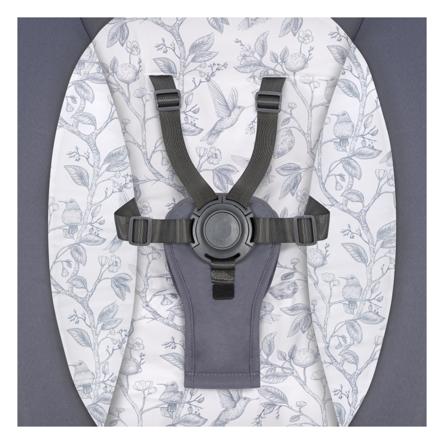 Lionelo - Baloiço infantil com melodia RALF 4xAA Cinzento e Branco + controlo remoto