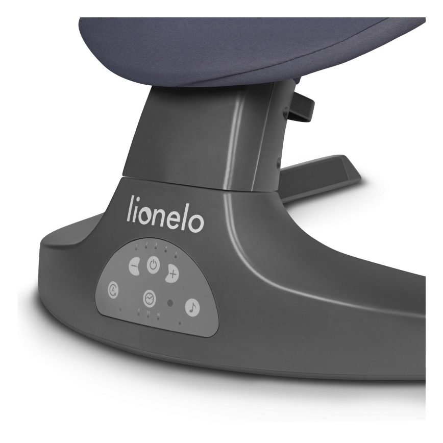 Lionelo - Baloiço infantil com melodia RALF 4xAA Cinzento e Branco + controlo remoto