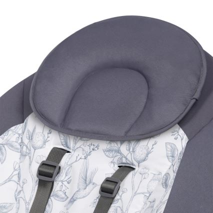 Lionelo - Baloiço infantil com melodia RALF 4xAA Cinzento e Branco + controlo remoto