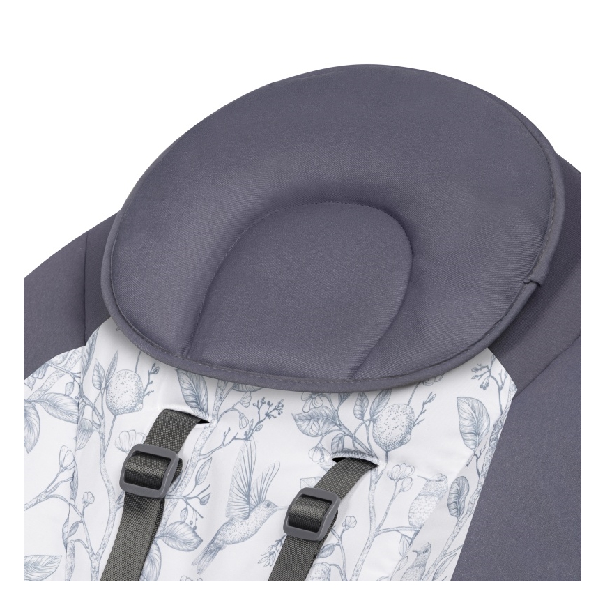 Lionelo - Baloiço infantil com melodia RALF 4xAA Cinzento e Branco + controlo remoto