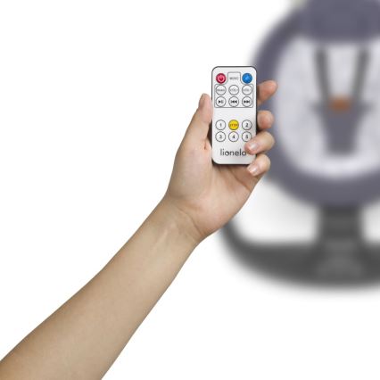 Lionelo - Baloiço infantil com melodia RALF 4xAA Cinzento e Branco + controlo remoto