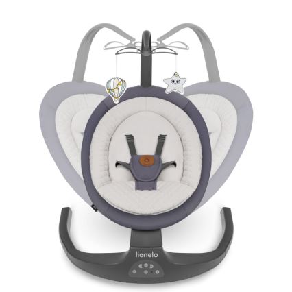 Lionelo - Baloiço infantil com melodia RALF 4xAA Cinzento Grafite + controlo remoto