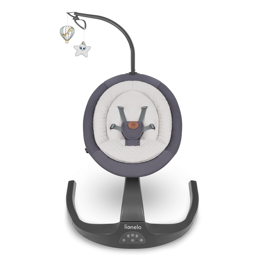 Lionelo - Baloiço infantil com melodia RINA 4xAA Grey Concrete + comando remoto