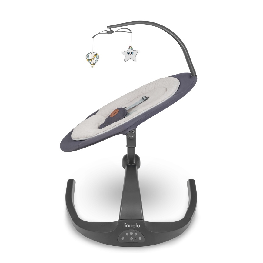 Lionelo - Baloiço infantil com melodia RINA 4xAA Grey Concrete + comando remoto
