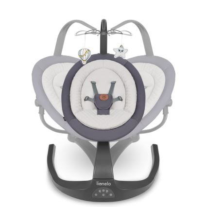 Lionelo - Baloiço infantil com melodia RINA 4xAA Grey Concrete + comando remoto