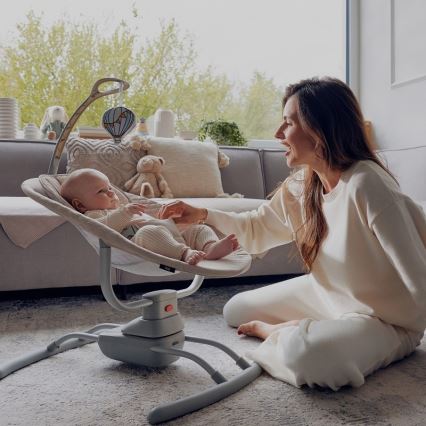 Lionelo - Baloiço infantil com melodia RIO 4xC Bege Latte + controlo remoto