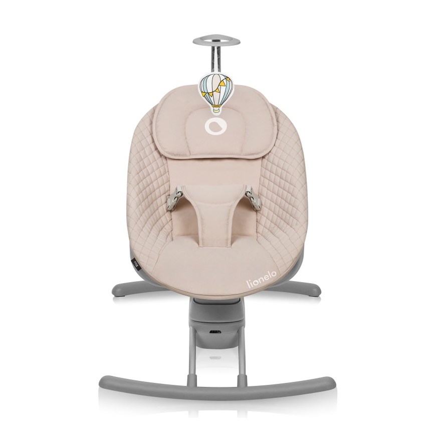 Lionelo - Baloiço infantil musical RIO 4xC Bege Latte + controlo remoto