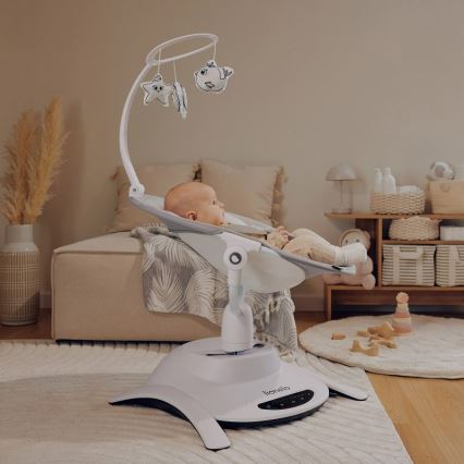Lionelo - Baloiço musical para bebé BELLA Grey Concrete + controlo remoto