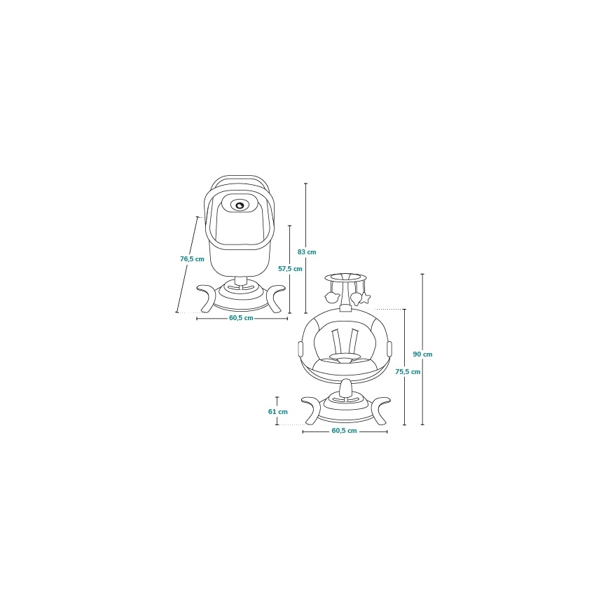 Lionelo - Baloiço infantil 2 em 1 BELLA com melodia, 4x AA, Cinzento Betão + controlo remoto