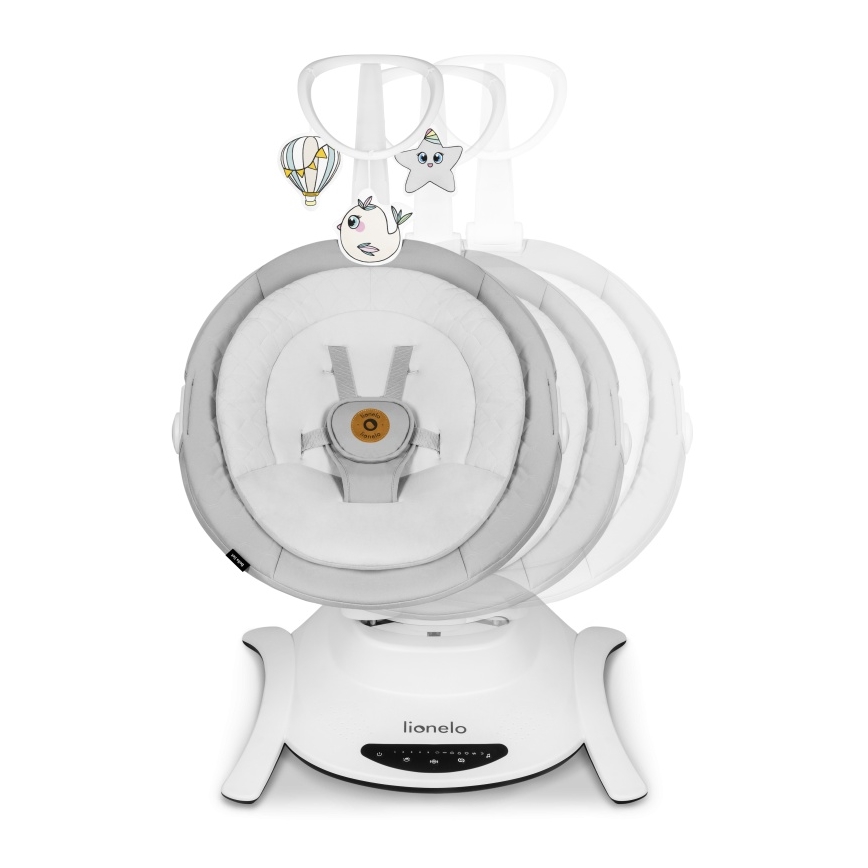 Lionelo - Baloiço para bebé com melodia BELLA Grey Concrete + comando remoto