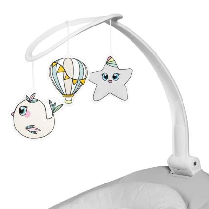 Lionelo - Baloiço para bebé com melodia BELLA Grey Concrete + comando remoto