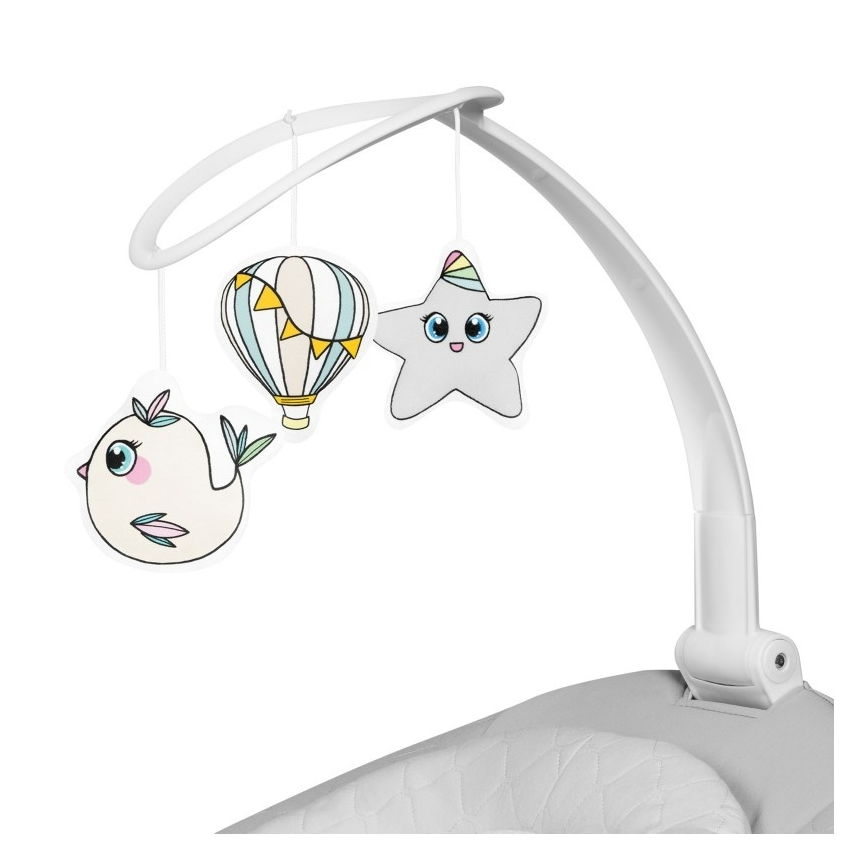 Lionelo - Baloiço para bebé com melodia BELLA Grey Concrete + comando remoto