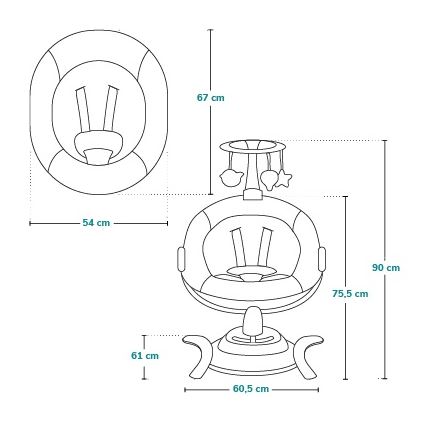 Lionelo - Baloiço para bebé com melodia BELLA Grey Concrete + comando remoto