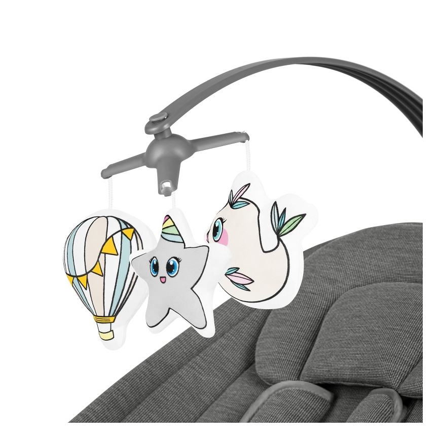 Lionelo - Baloiço para bebé com melodia BLOSSOM Cinzento Betão + controlo remoto
