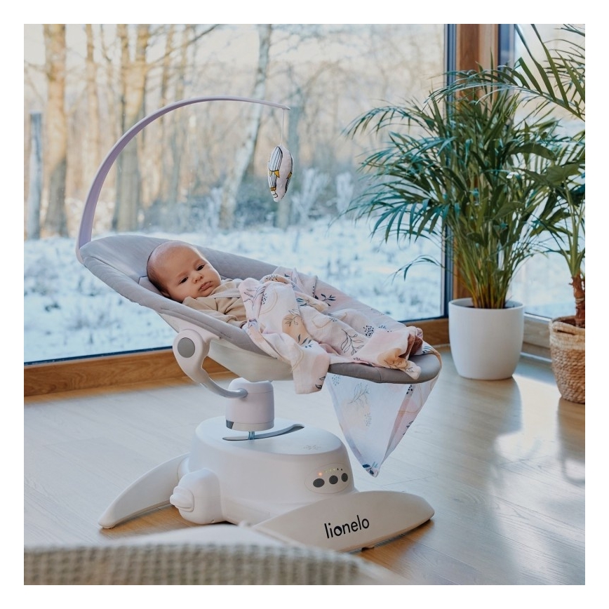 Lionelo - Baloiço para bebé com melodia IRIS 4xAA Beige Sand