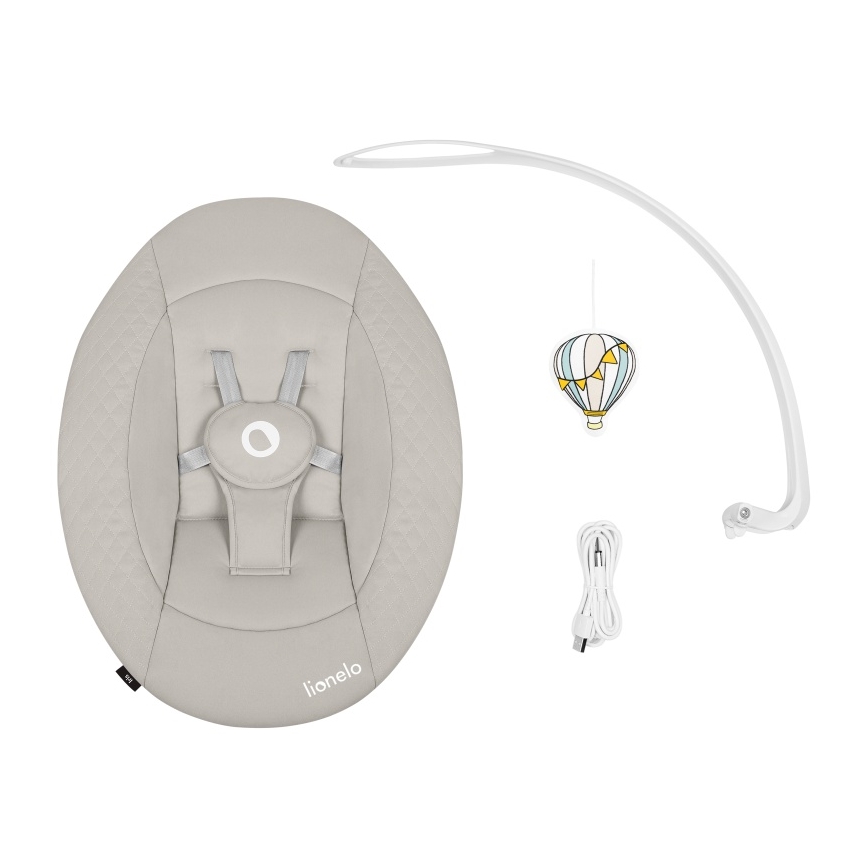 Lionelo - Baloiço para bebé com melodia IRIS 4xAA Beige Sand