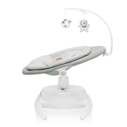 Lionelo - Baloiço para bebé com melodia MELL Beige Sand 4xAA + controlo remoto