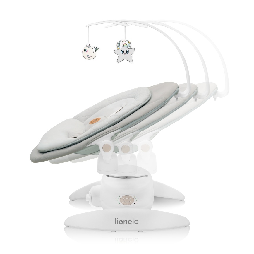 Lionelo - Baloiço para bebé com melodia MELL Beige Sand 4xAA + controlo remoto