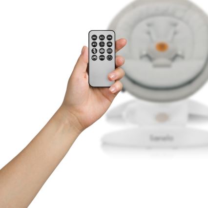 Lionelo - Baloiço para bebé com melodia MELL Beige Sand 4xAA + controlo remoto