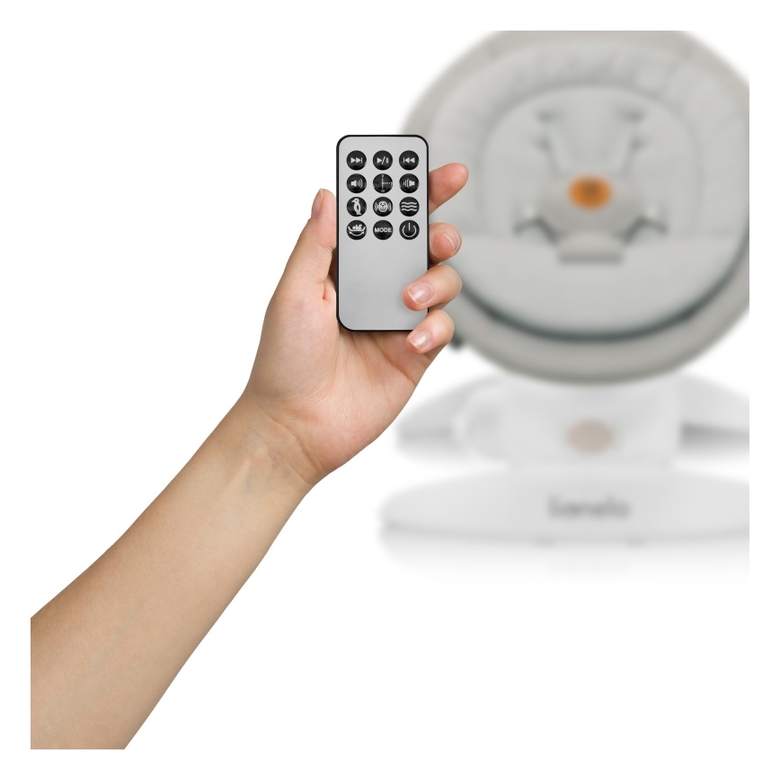 Lionelo - Baloiço para bebé com melodia MELL Beige Sand 4xAA + controlo remoto