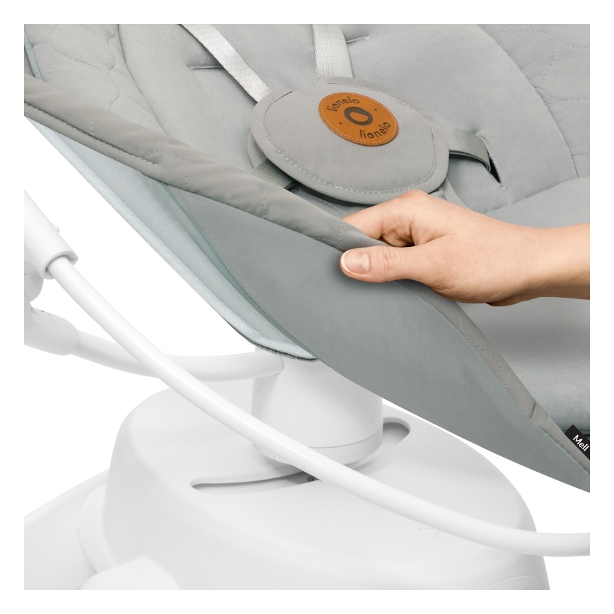 Lionelo - Baloiço para bebé com melodia MELL Beige Sand 4xAA + controlo remoto