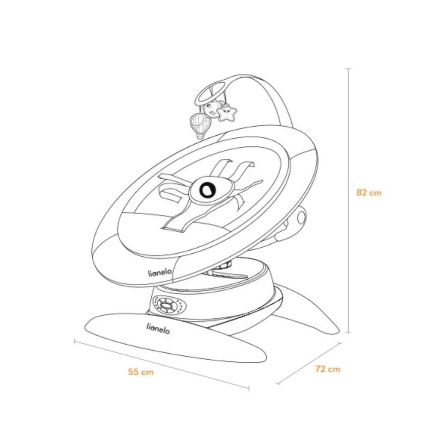 Lionelo - Baloiço para bebé com melodia MELL Beige Sand 4xAA + controlo remoto