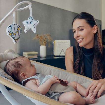 Lionelo - Baloiço para bebé com melodia OLIVIA Beige Natural + controlo remoto