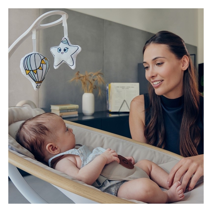 Lionelo - Baloiço para bebé com melodia OLIVIA Beige Natural + controlo remoto
