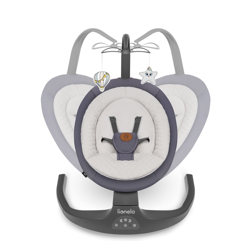 Lionelo - Baloiço para bebé com melodia RALF 4xAA Cinza Grafite + comando remoto