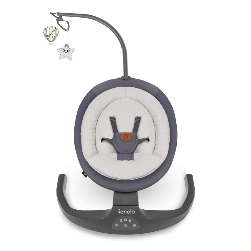 Lionelo - Baloiço para bebé com melodia RALF 4xAA Cinza Grafite + comando remoto